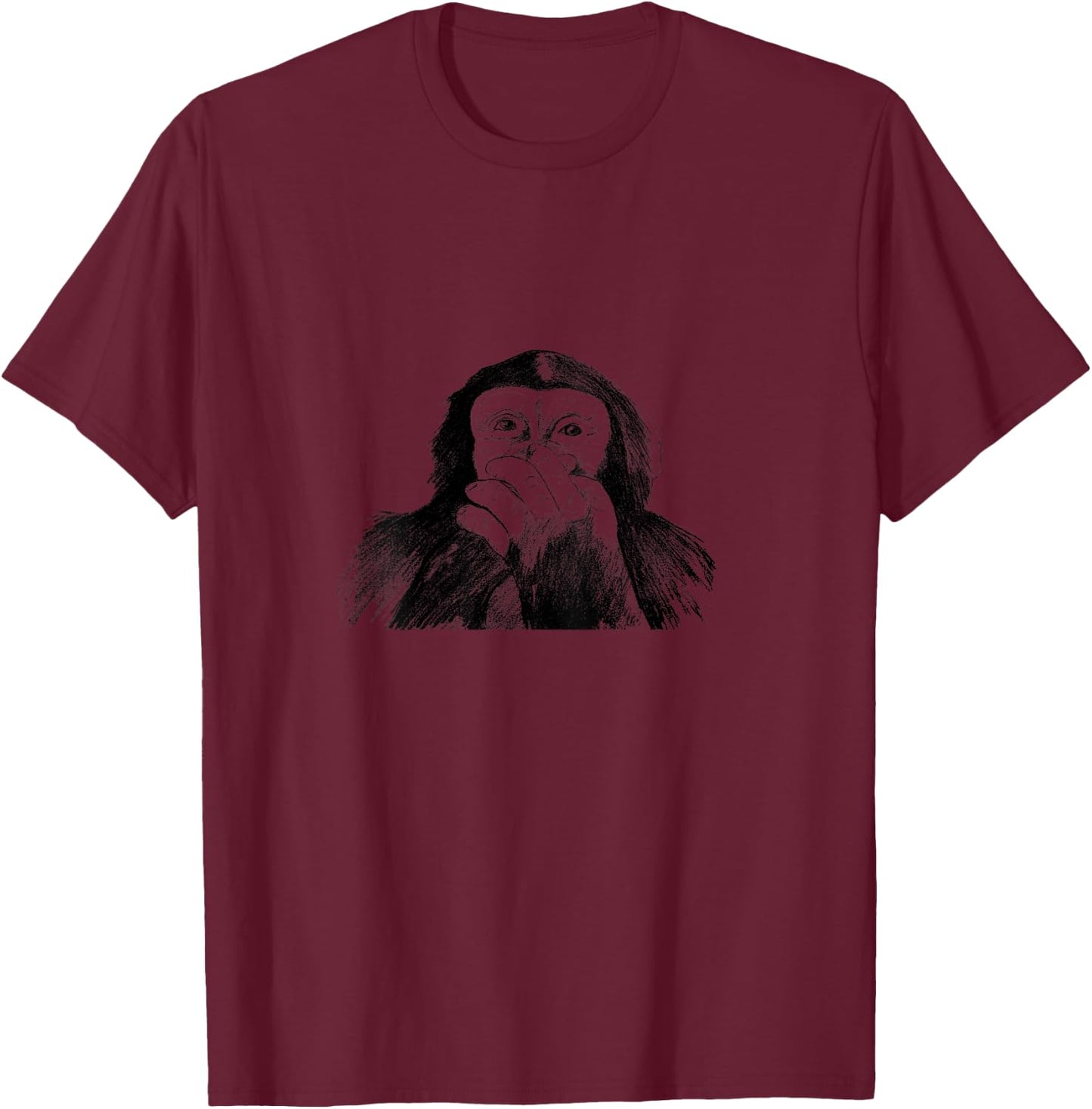 Speak No Evil Monkey T-Shirt - T-Shirt | Maroon