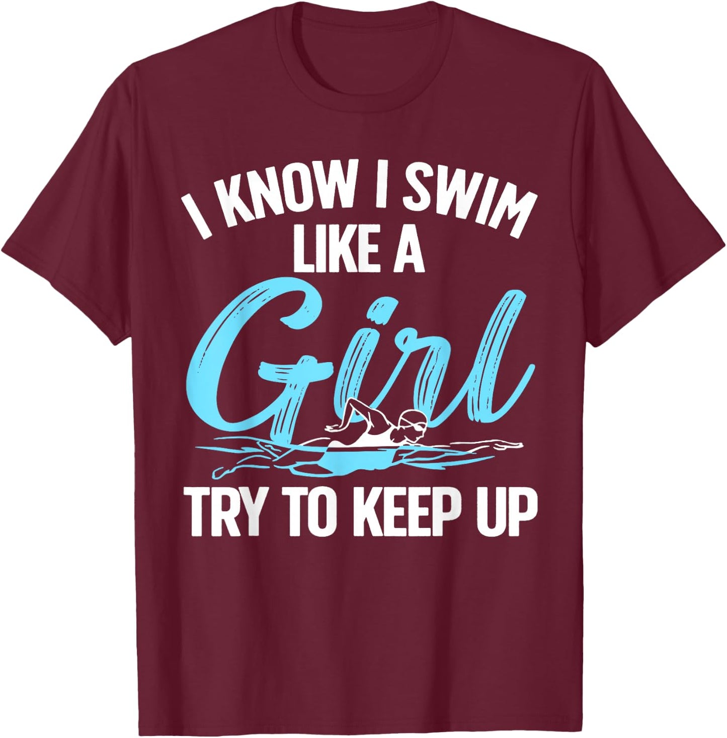Funny Swimming Design Women Kids Swimmer Swim Lovers T-Shirt - T-Shirt | Maroon