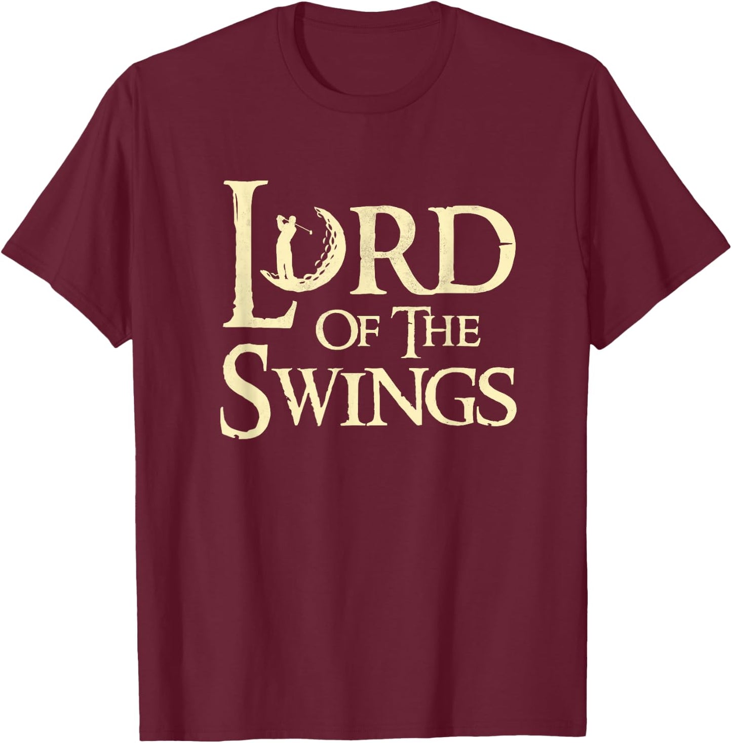 Lord of the Swings Funny Golfing T-Shirt - T-Shirt | Maroon