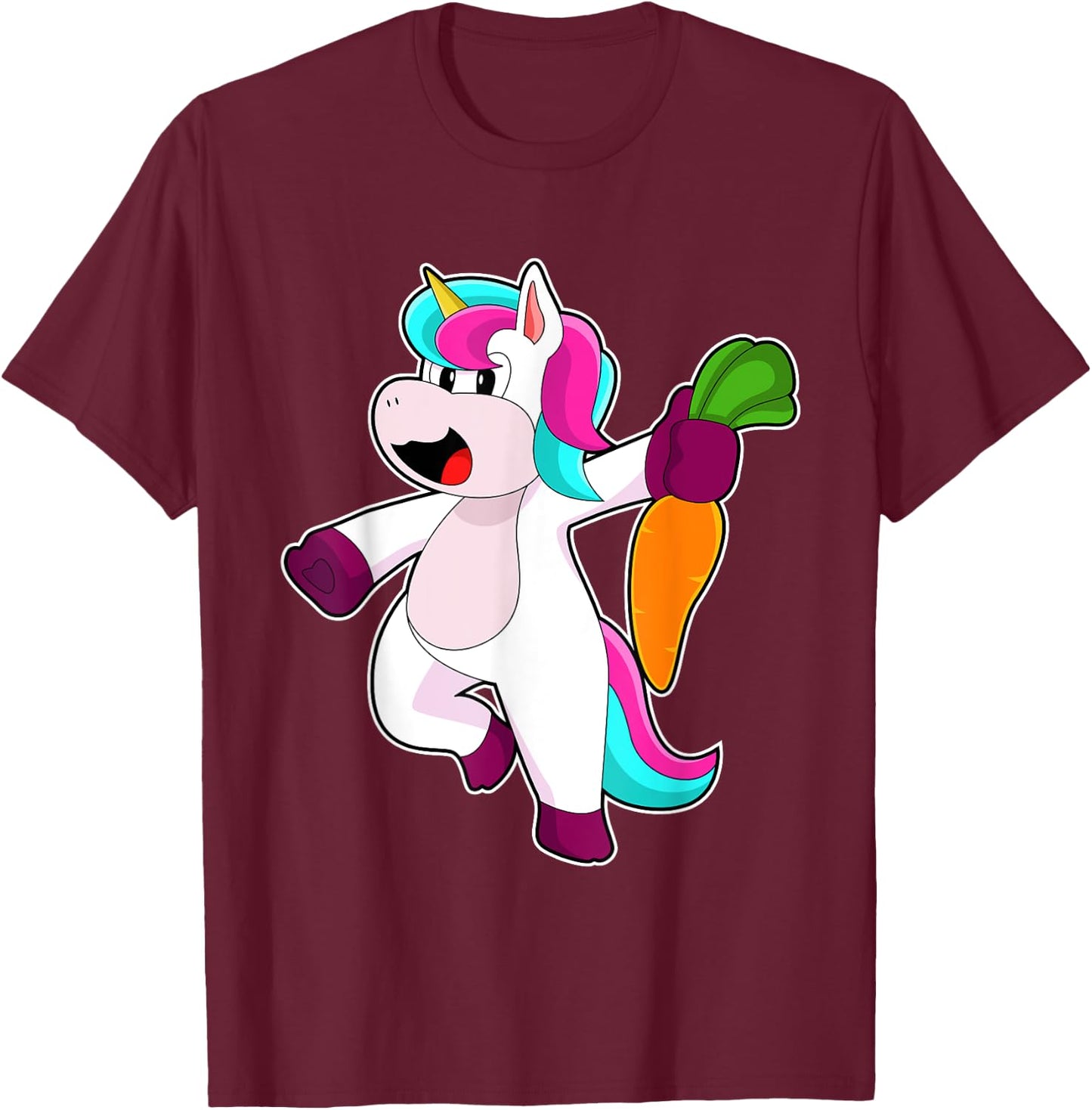 Unicorn Carrot Vegetables T-Shirt - T-Shirt | Maroon