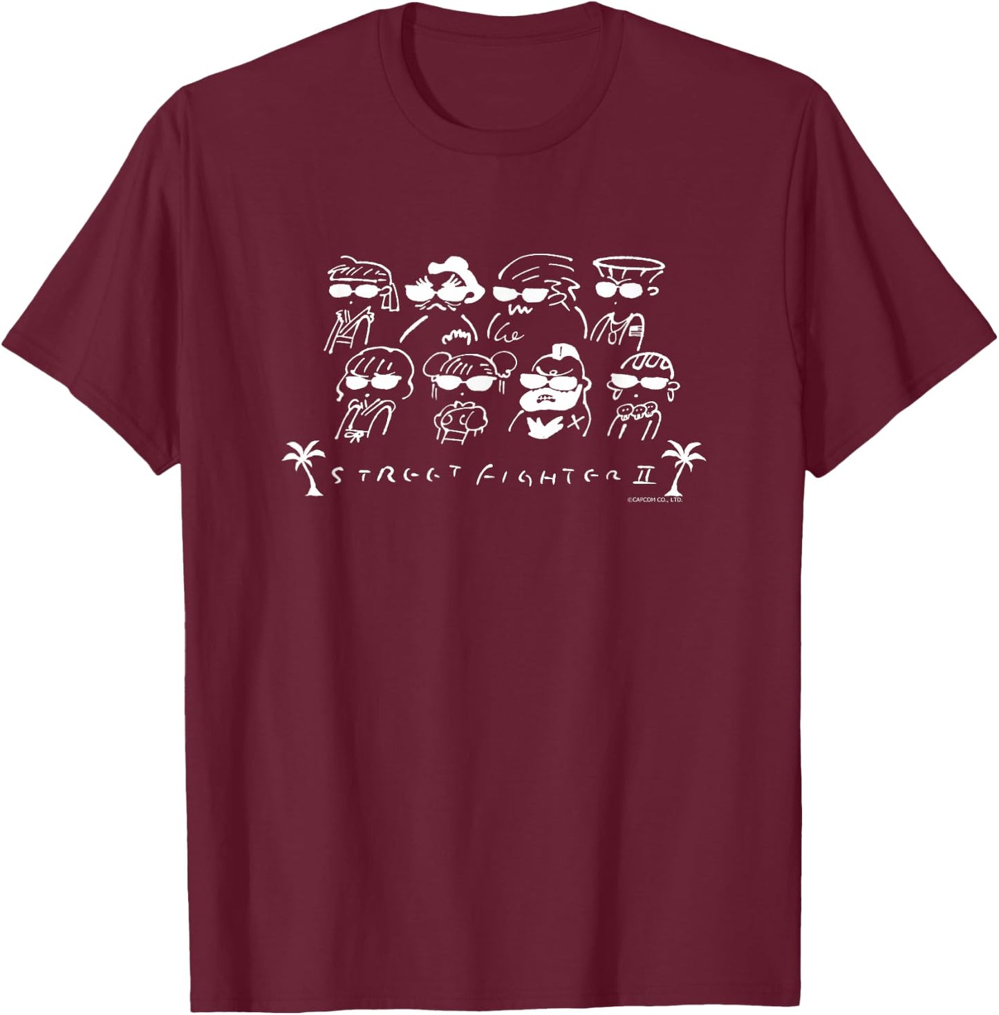 STREET FIGHTER II Line Art (A) T-Shirt - T-Shirt | Maroon