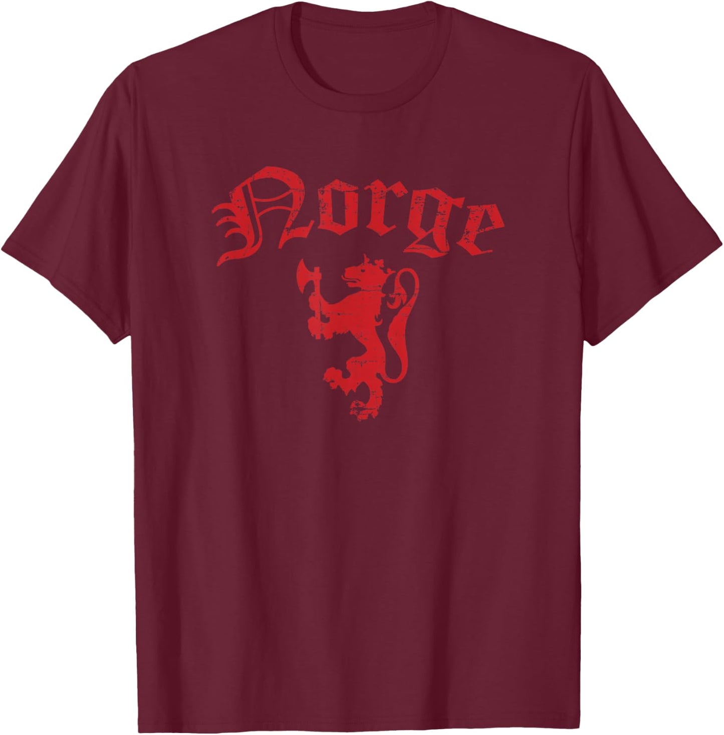 Norge Norway Lion Symbol Norwegian Pride T-Shirt - T-Shirt | Maroon