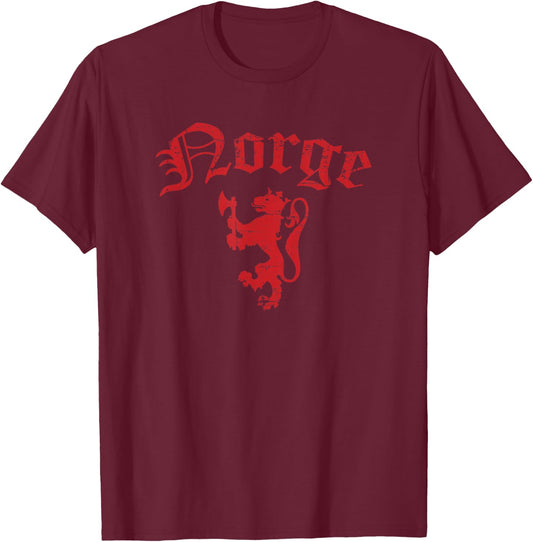 Norge Norway Lion Symbol Norwegian Pride T-Shirt - T-Shirt | Maroon