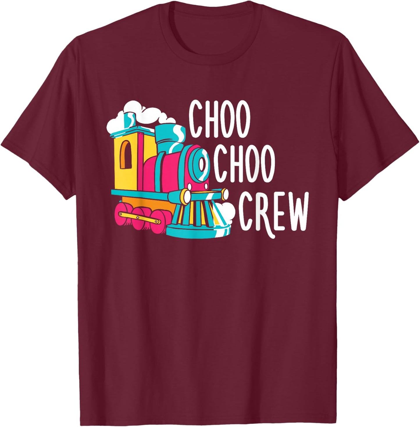 Choo Choo Crew Railway Train Birthday T-Shirt - T-Shirt | Maroon
