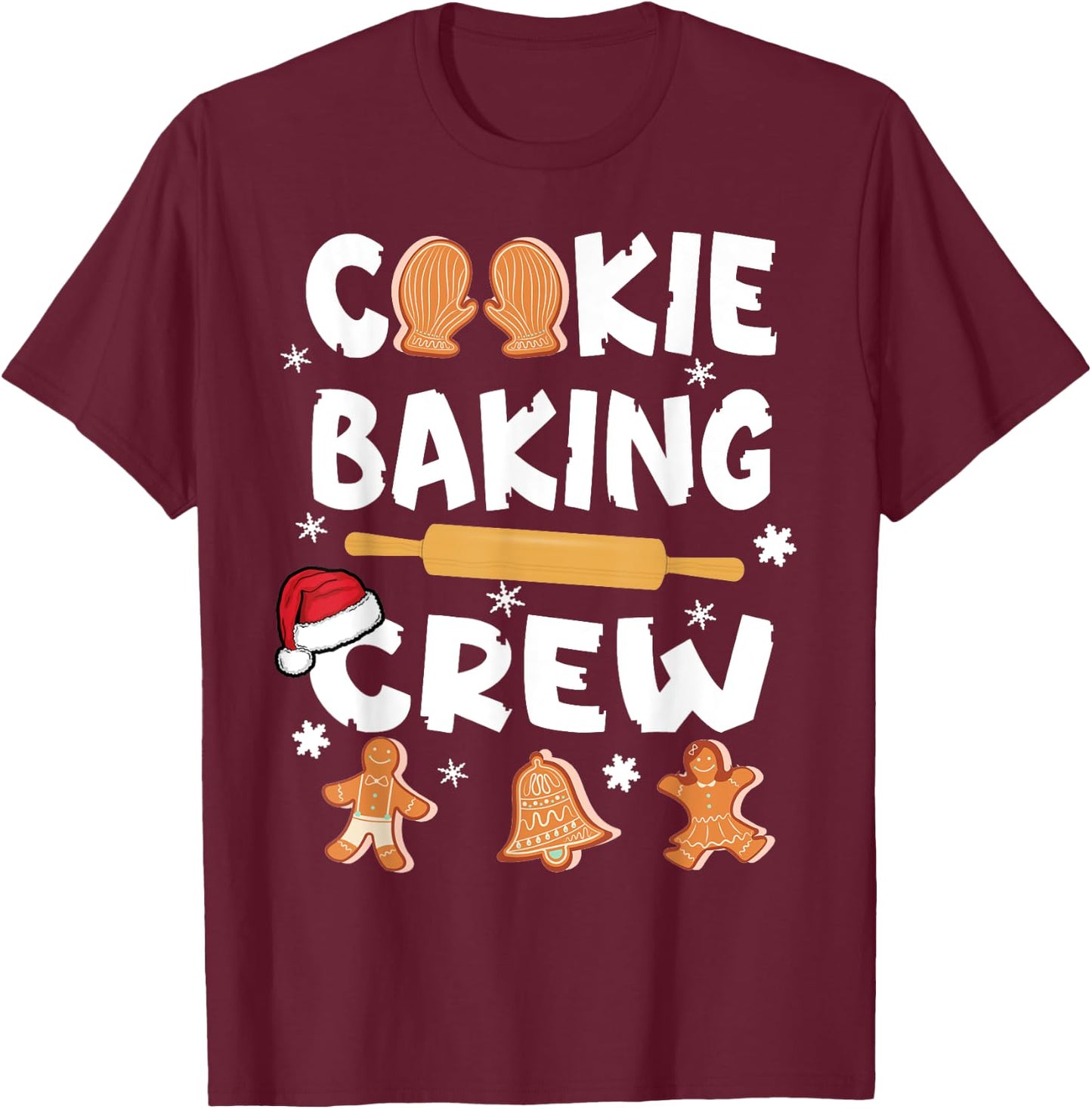 Cookie Baking Crew Funny Christmas 2022 Gingerbread Kids T-Shirt - T-Shirt | Maroon