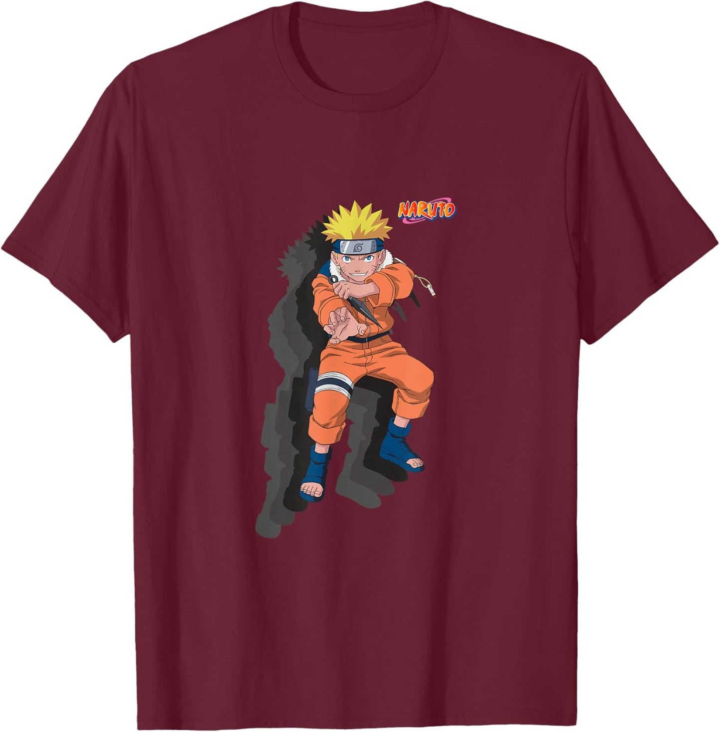 Naruto Classic Naruto with Shadows T-Shirt - T-Shirt | Maroon