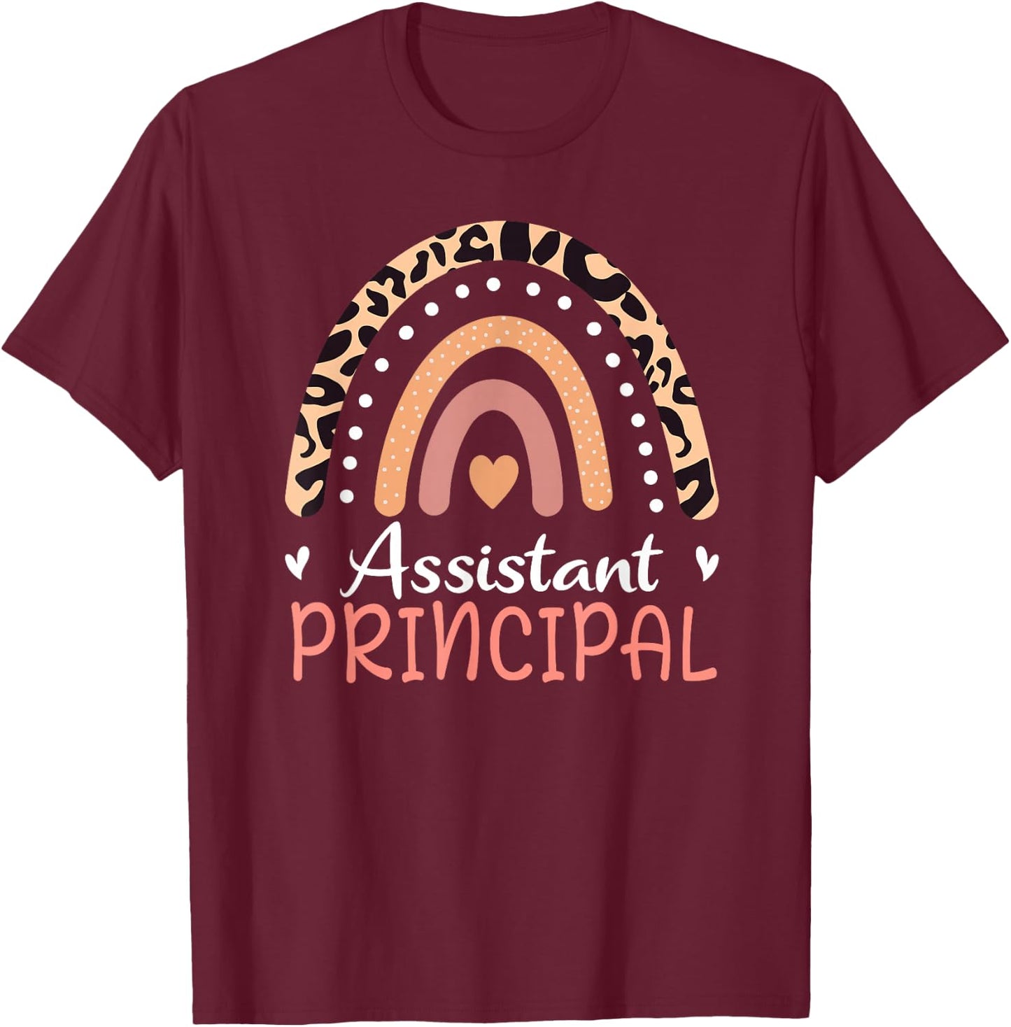 Assistant Principal Leopard Rainbow Appreciation Women Small T-Shirt - T-Shirt | Maroon