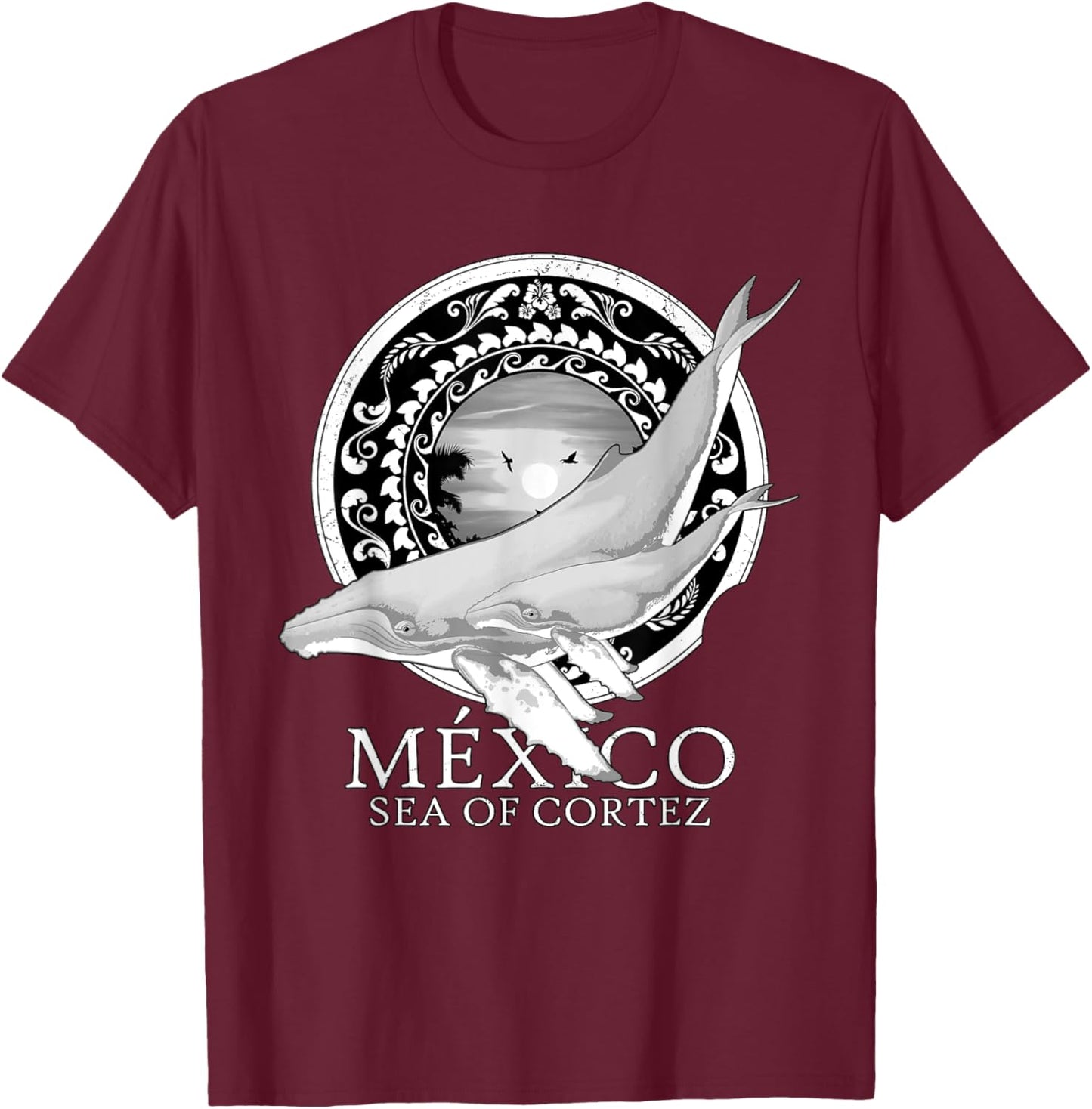 Humpback Whales Sea of Cortez Mexico T-Shirt - T-Shirt | Maroon