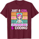 Girl Loves Anime Coding Coders Anime Merch Anime Lover T-Shirt - T-Shirt | Maroon