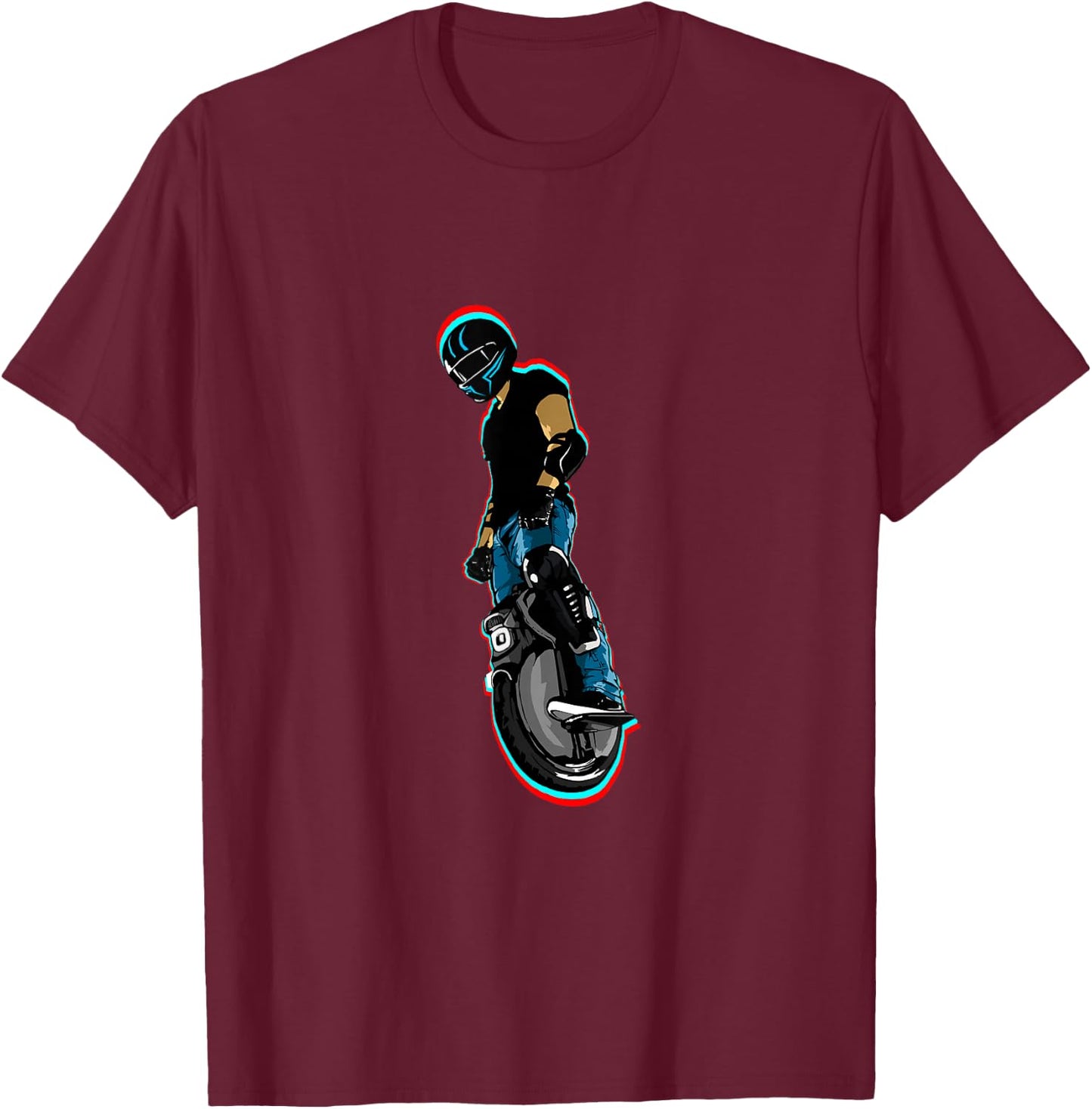 Electric Unicycle Biker T-Shirt - T-Shirt | Maroon
