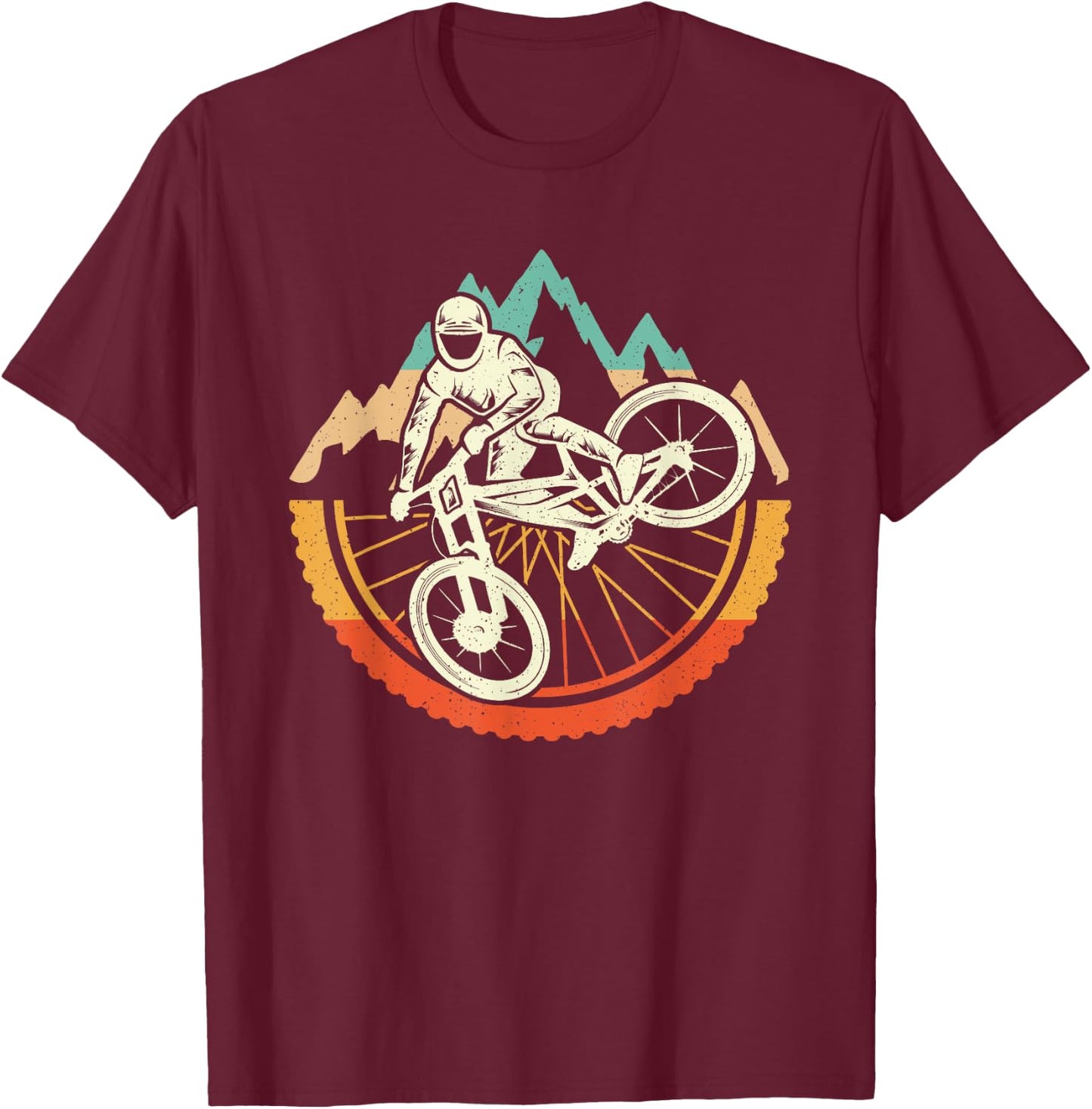 Mountain Bike Downhill Biker Vintage Men Boys MTB T-Shirt - T-Shirt | Maroon
