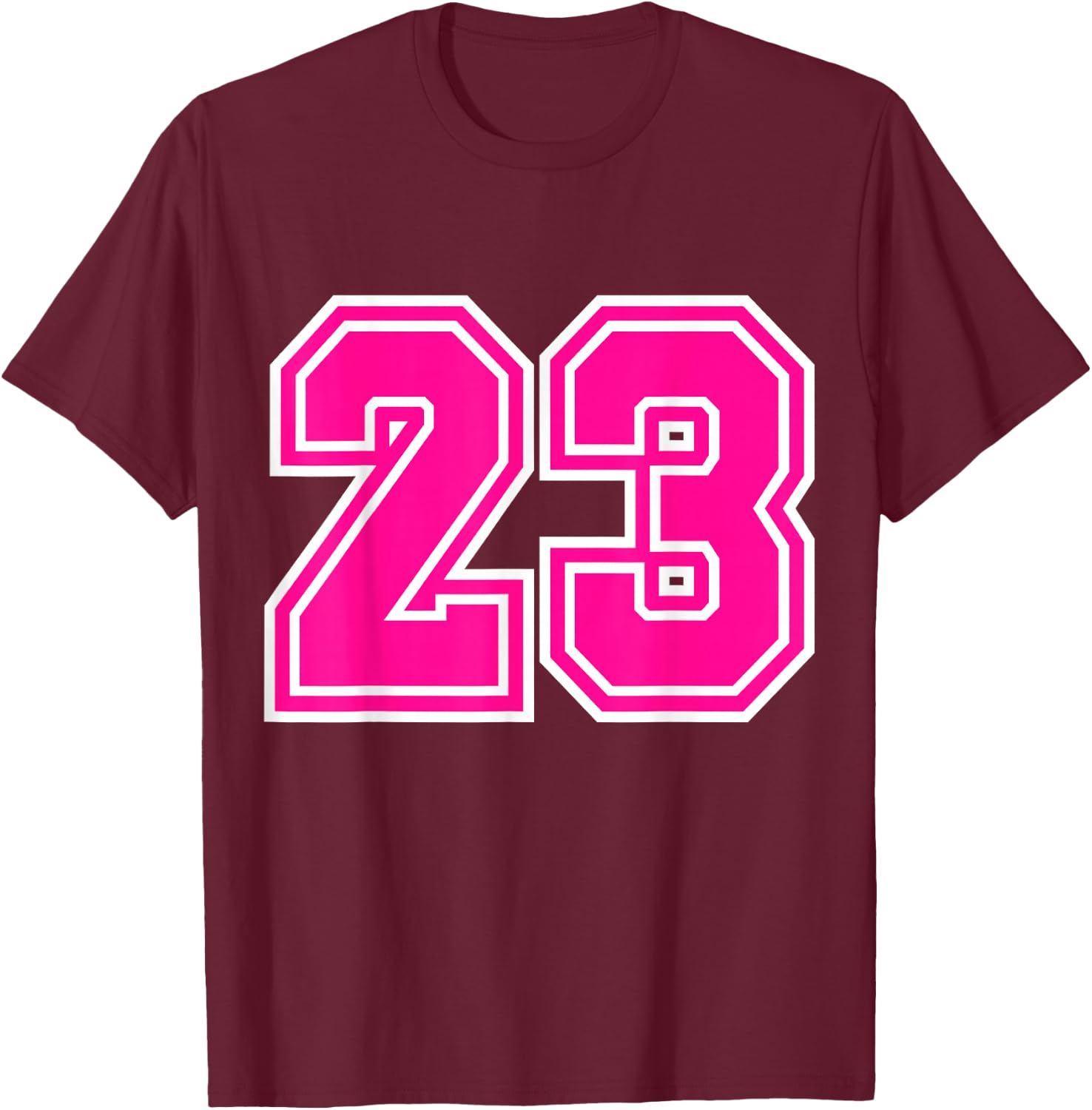Number #23 Pink Sports Team T-Shirt - T-Shirt | Maroon