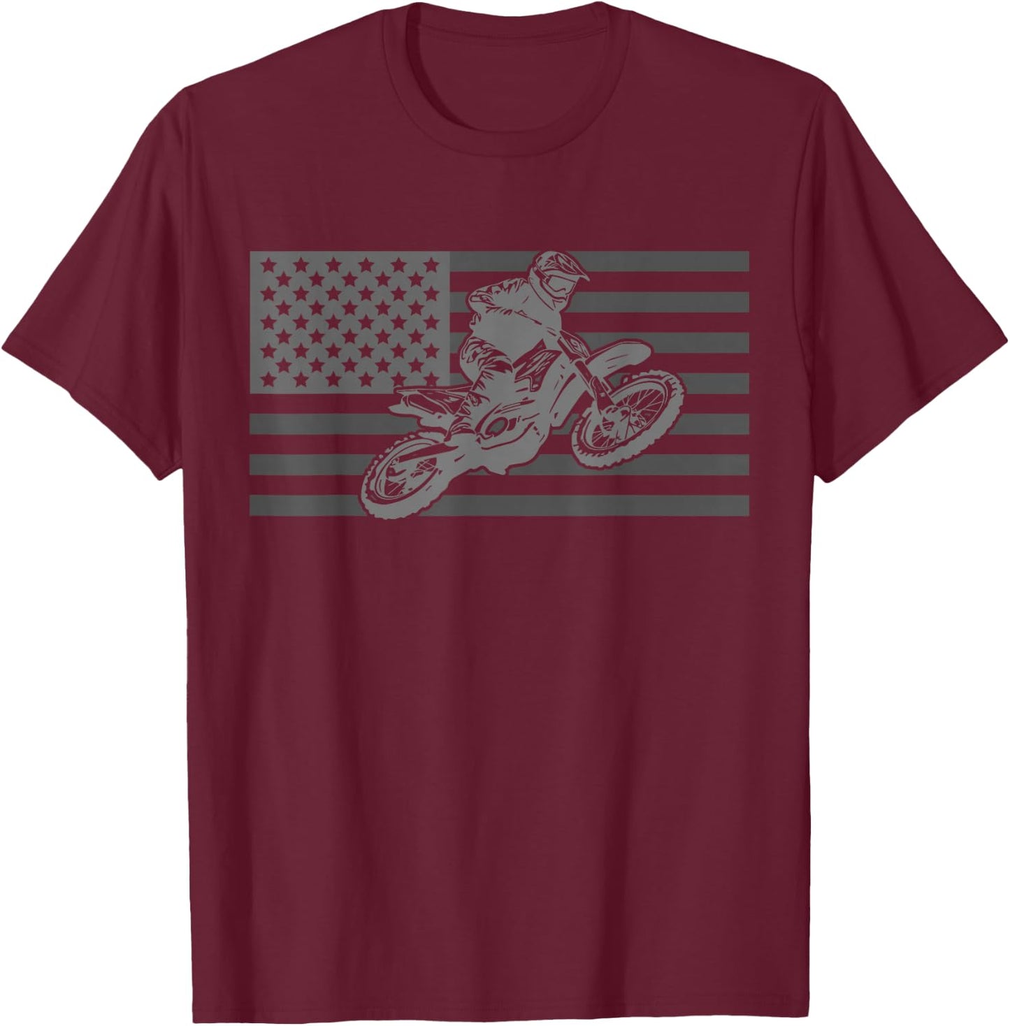 American Flag Motocross Apparel - Dirt Bike Motocross T-Shirt - T-Shirt | Maroon