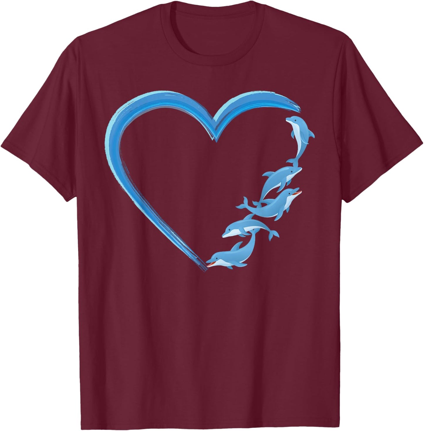 Dolphin Heart T-Shirt - T-Shirt | Maroon