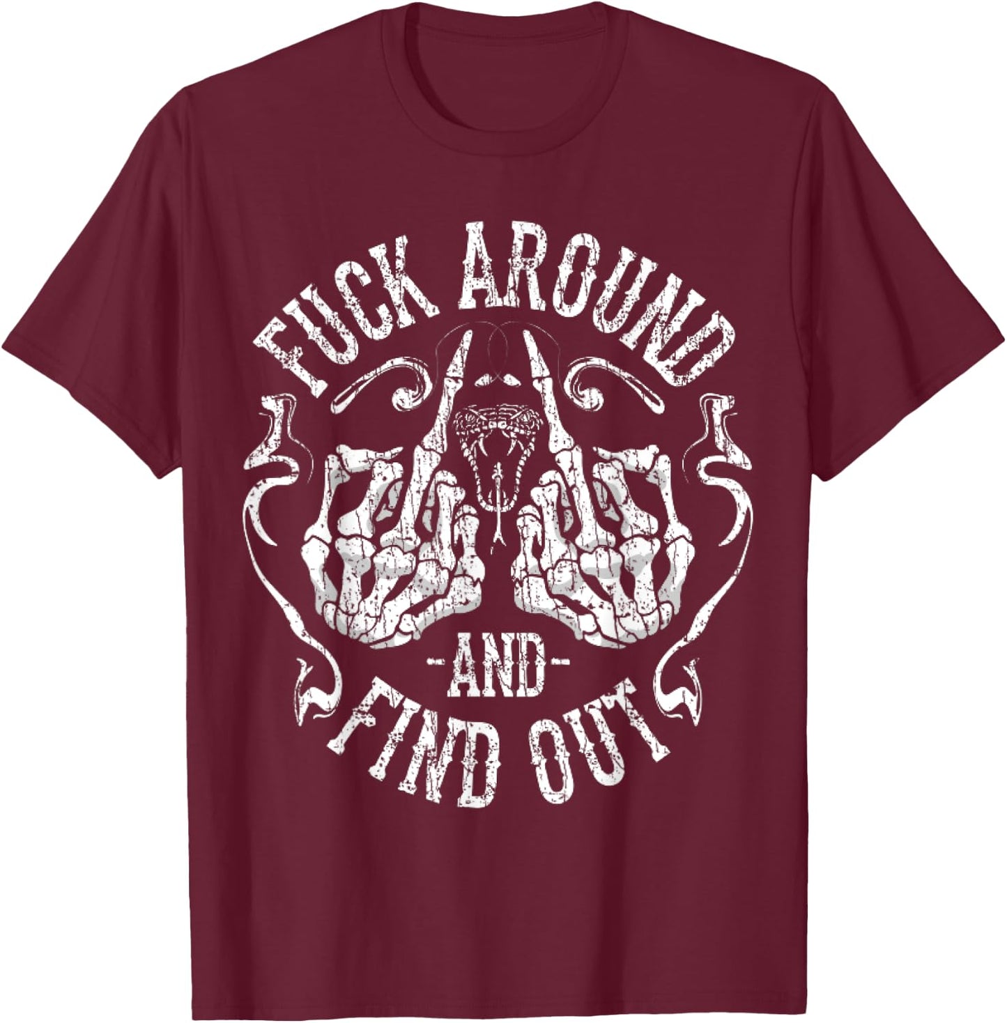 Fuck Around And Find Out - Black, -Adults, Short Sleeve, , Novelty , Size Small T-Shirt - T-Shirt | Maroon