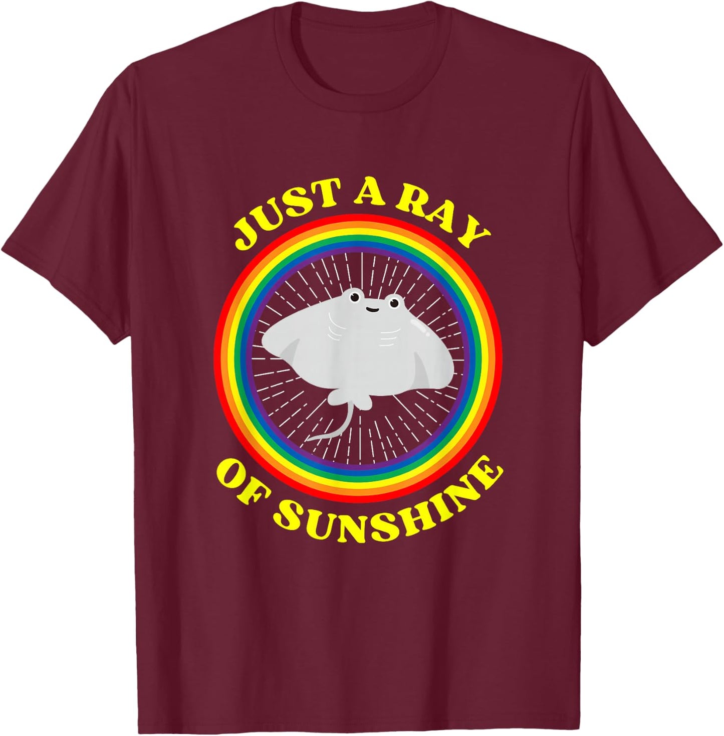 Stingray Of Sunshine Funny Stingray Rainbow T-Shirt - T-Shirt | Maroon