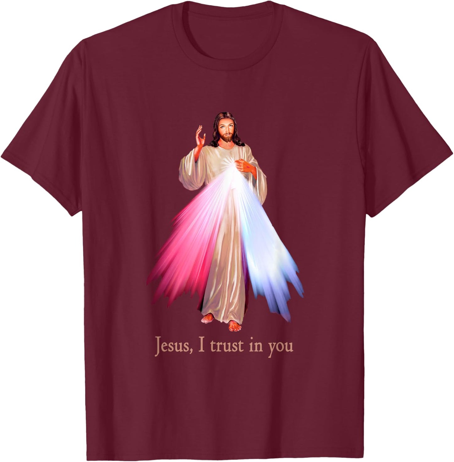 Divine Mercy Jesus I trust in You T-Shirt - T-Shirt | Maroon