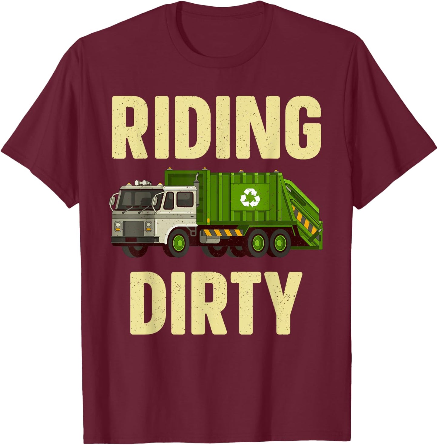 Funny Garbage Truck Art For Toddler Boys Trash Garbage Truck T-Shirt - T-Shirt | Maroon