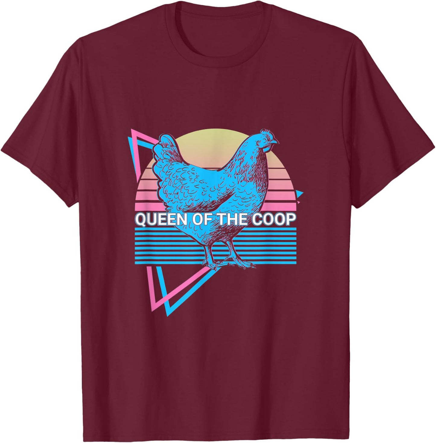 Funny Chicken Retro Queen Of The Coop T-Shirt - T-Shirt | Maroon