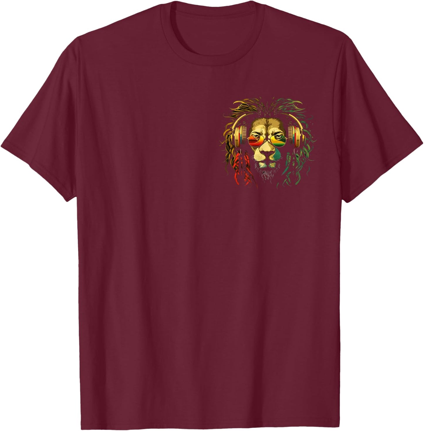 Rasta Reggae Music Lion Of Judah Hippie Jamaican Lion T-Shirt - T-Shirt | Maroon