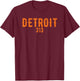Design Detroit 313 Orange Text Apparel T-Shirt - T-Shirt | Maroon