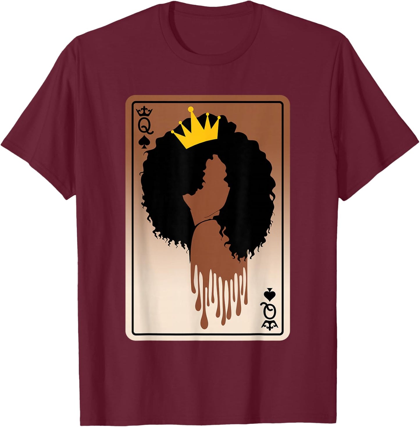 Spades Queen Card Afro American Black History Month Melanin T-Shirt - T-Shirt | Maroon