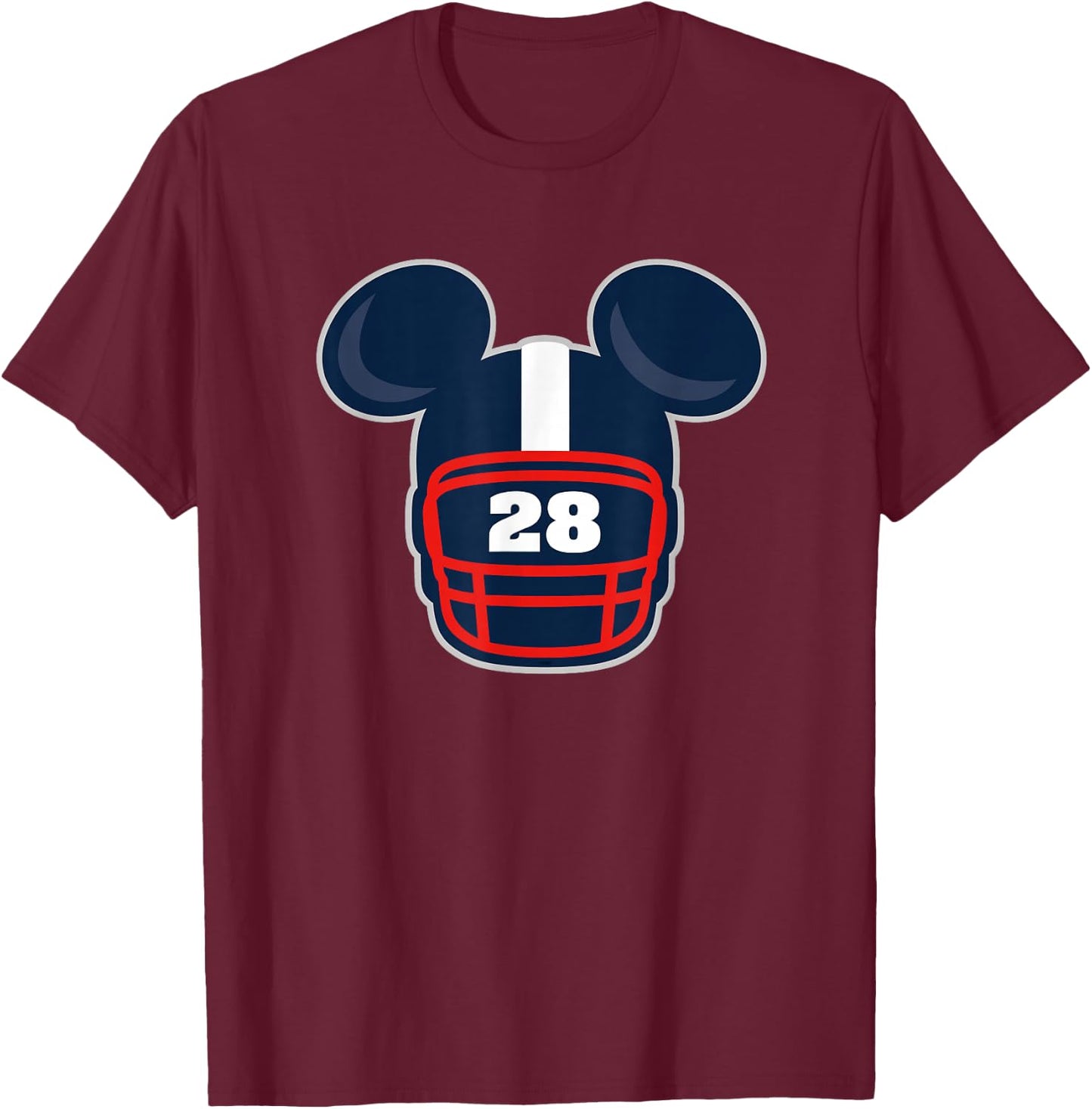 Disney Mickey Mouse Football Helmet #28 Sports T-Shirt - T-Shirt | Maroon