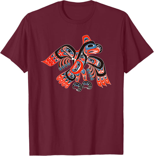Alaska Native American Art Tlingit Haida Eagle Tribal T-Shirt - T-Shirt | Maroon