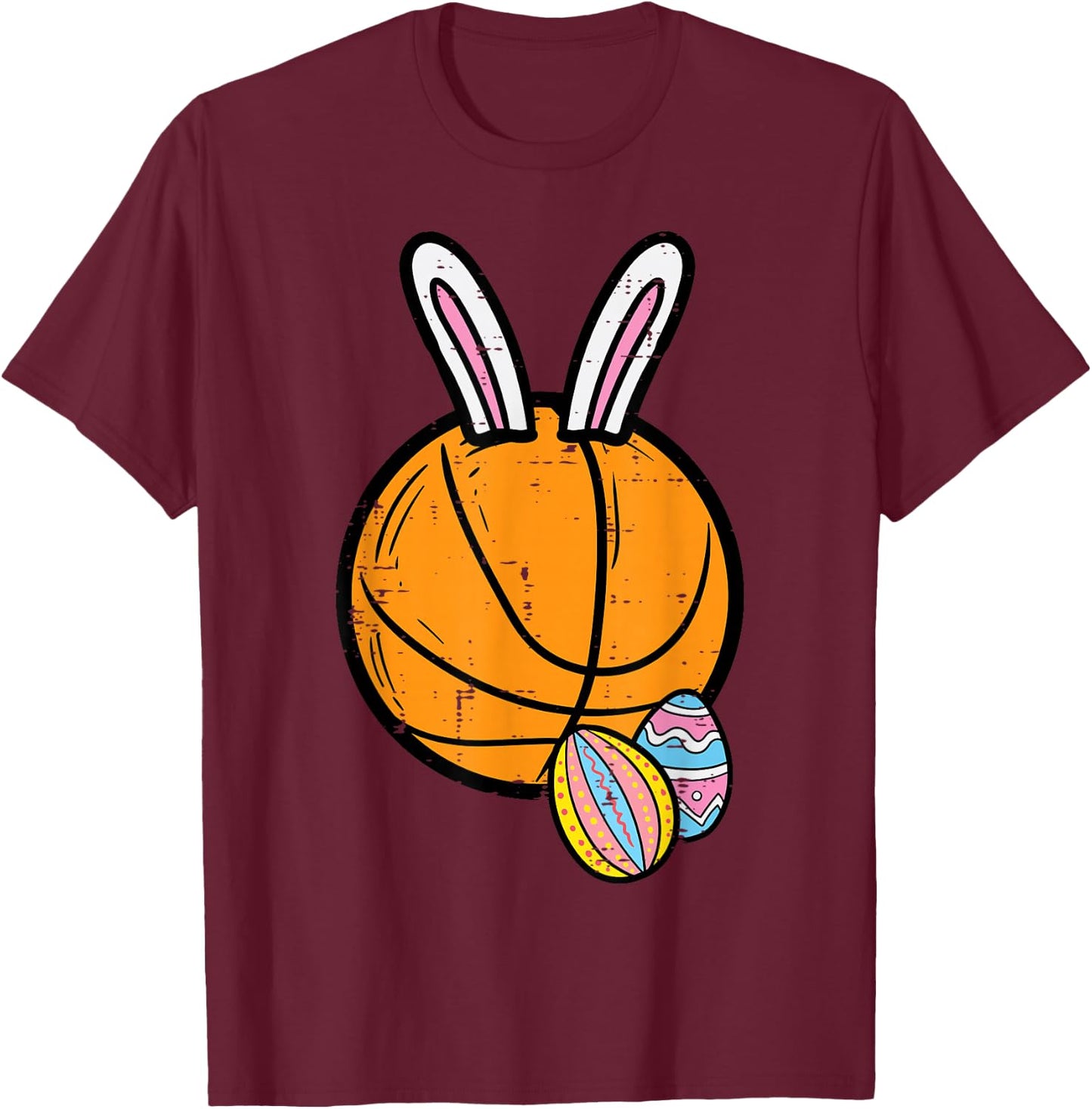 Easter Basketball Bunny Rabbit Sports Men Boys Kids Teens T-Shirt - T-Shirt | Maroon