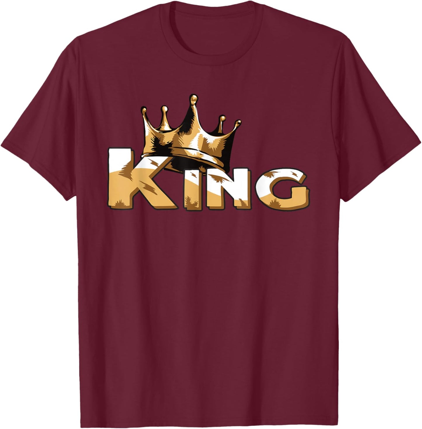 Crown with Writing King T-Shirt - T-Shirt | Maroon