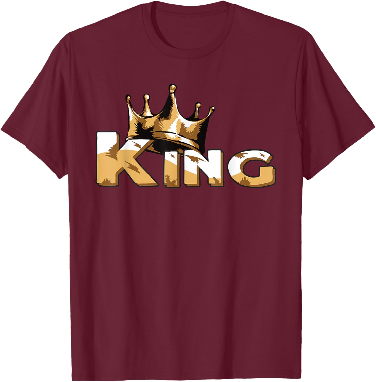 Crown with Writing King T-Shirt - T-Shirt | Maroon