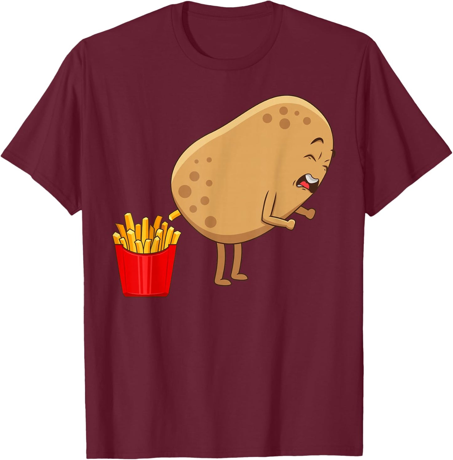 Funny French Fries Designs Women Potato Food Eaters T-Shirt - T-Shirt | Maroon