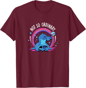 Disney Lilo & Stitch Not So Ordinary Playful Stitch Poster T-Shirt - T-Shirt | Maroon