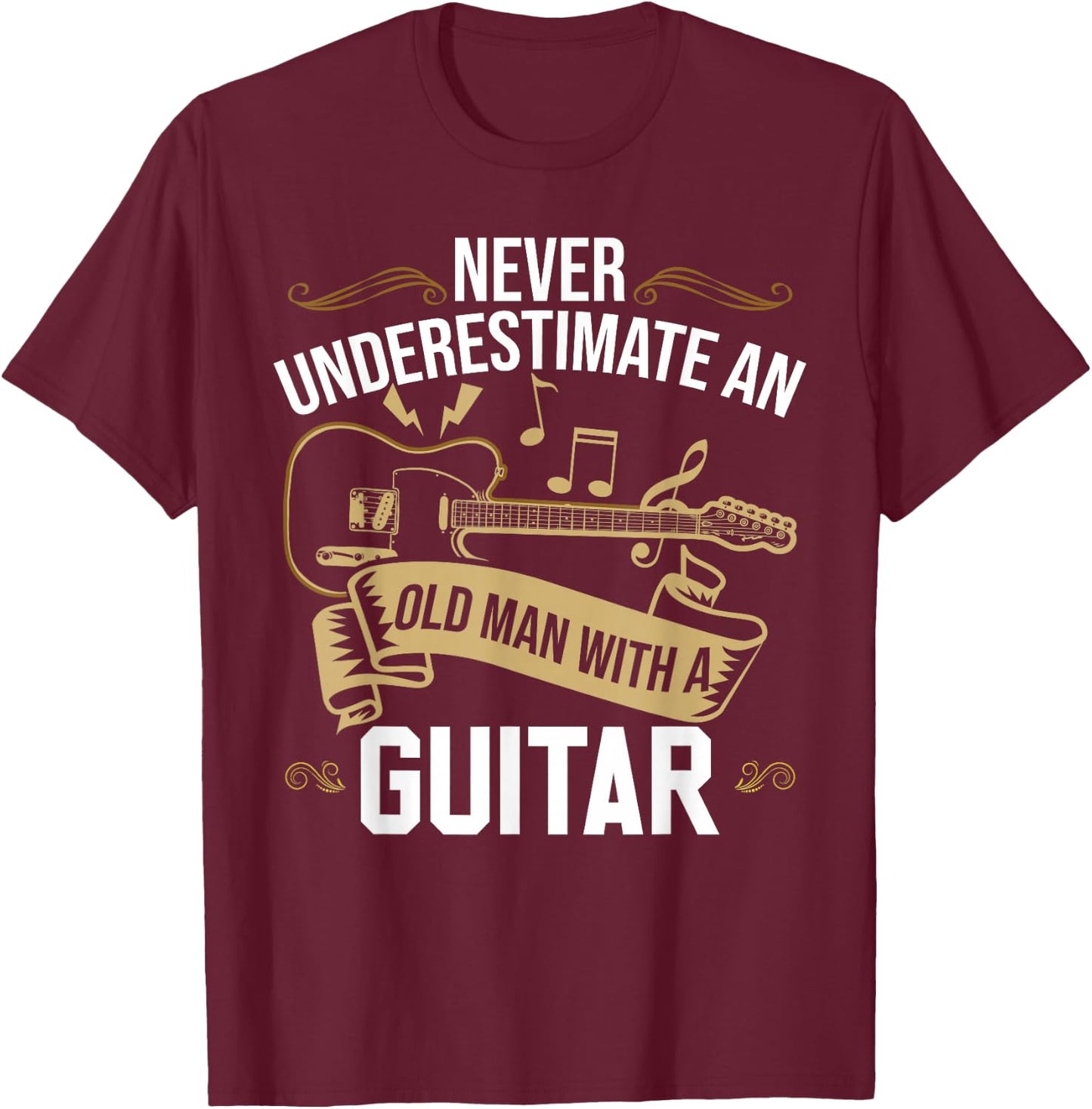 Guitarist Guitar Old Men Guitar T-Shirt - T-Shirt | Maroon