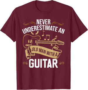 Guitarist Guitar Old Men Guitar T-Shirt - T-Shirt | Maroon