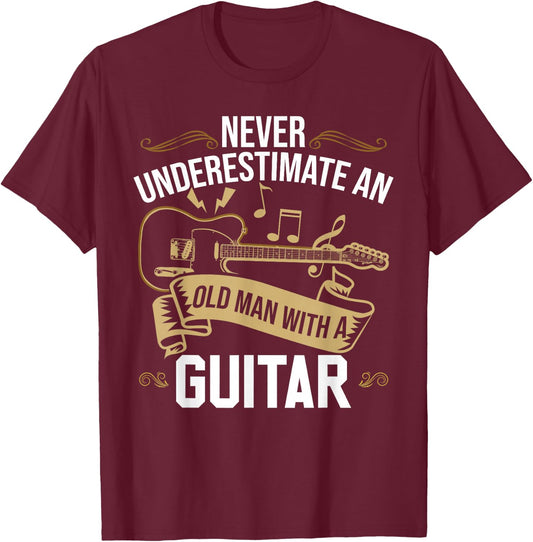 Guitarist Guitar Old Men Guitar T-Shirt - T-Shirt | Maroon