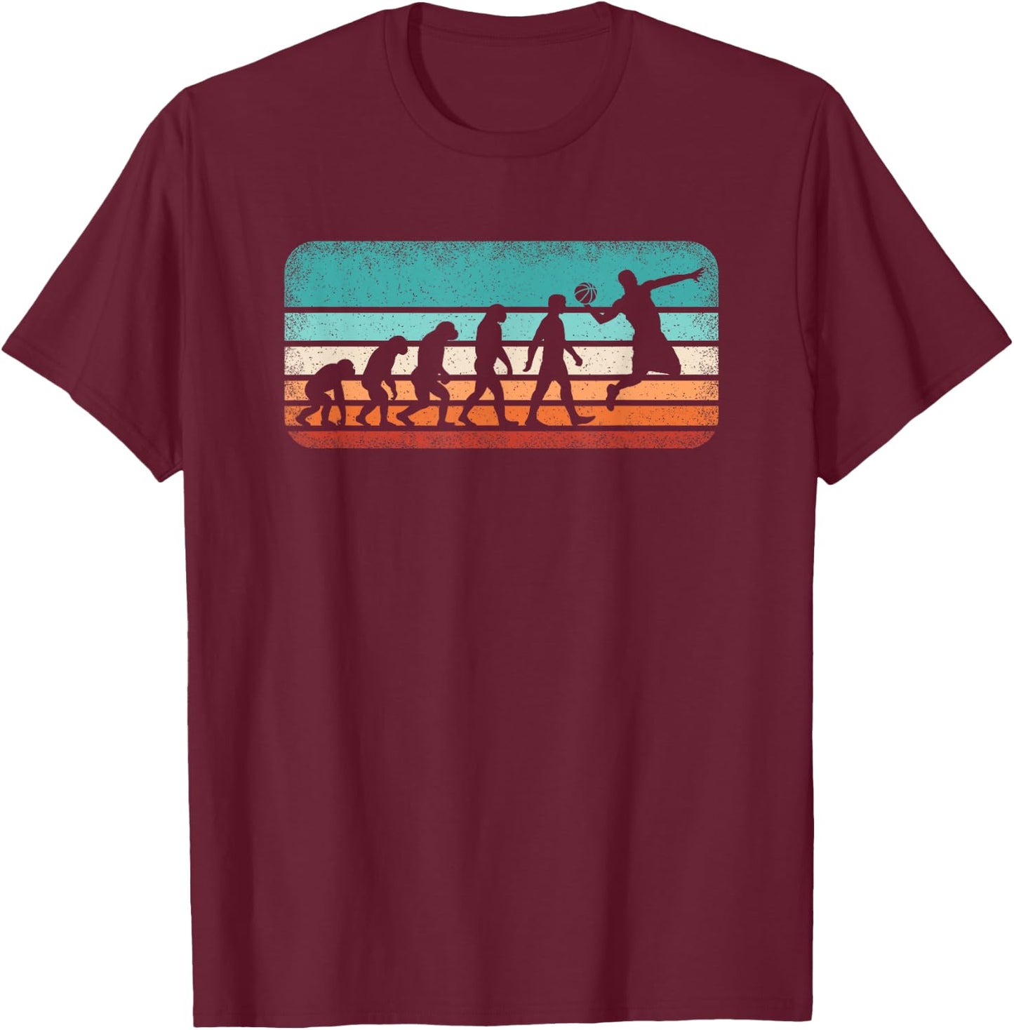 Funny Basketball Evolution Retro Basketball Player T-Shirt - T-Shirt | Maroon
