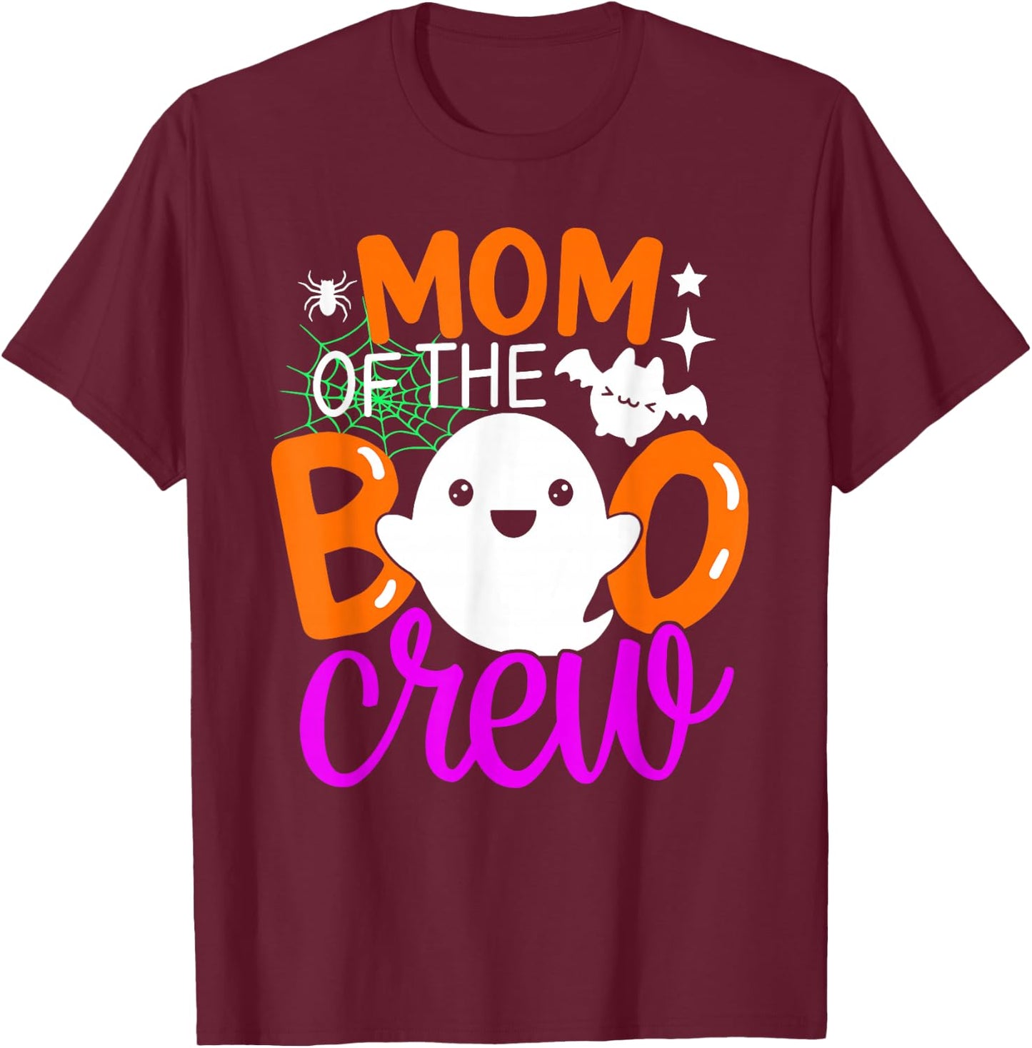 Mom Of The Boo Crew Funny Halloween Family Matching T-Shirt - T-Shirt | Maroon