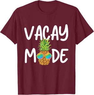 Vacay Mode Pineapple Summer Vacation Cruise Getaway Holiday Men Women Kids T-Shirt - T-Shirt | Maroon