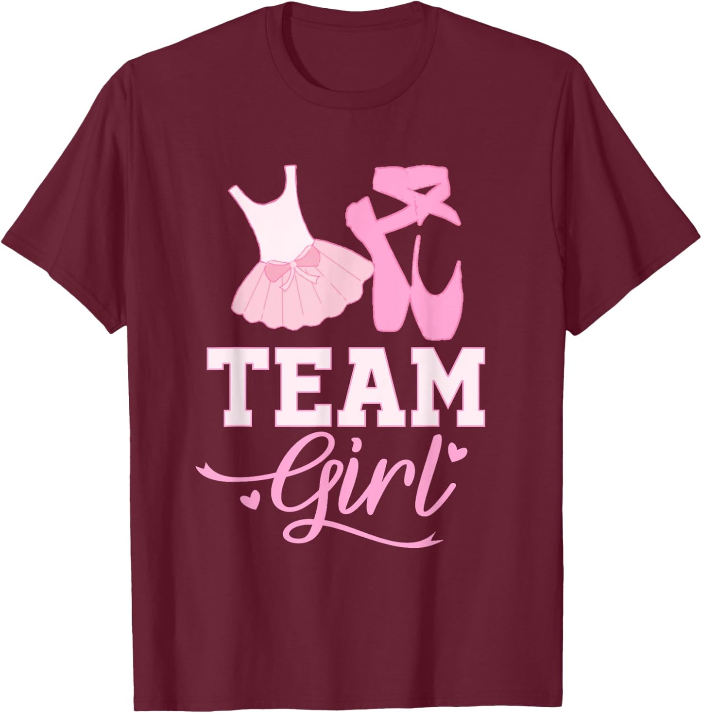 Team Girl Tutu Gender Reveal Shirt Baby Shower Party T-Shirt - T-Shirt | Maroon