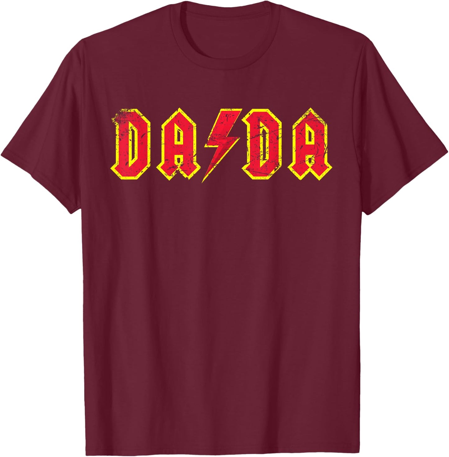 Dada Rocks: Rock and Roll Father's Day New Dads Distressed T-Shirt - T-Shirt | Maroon
