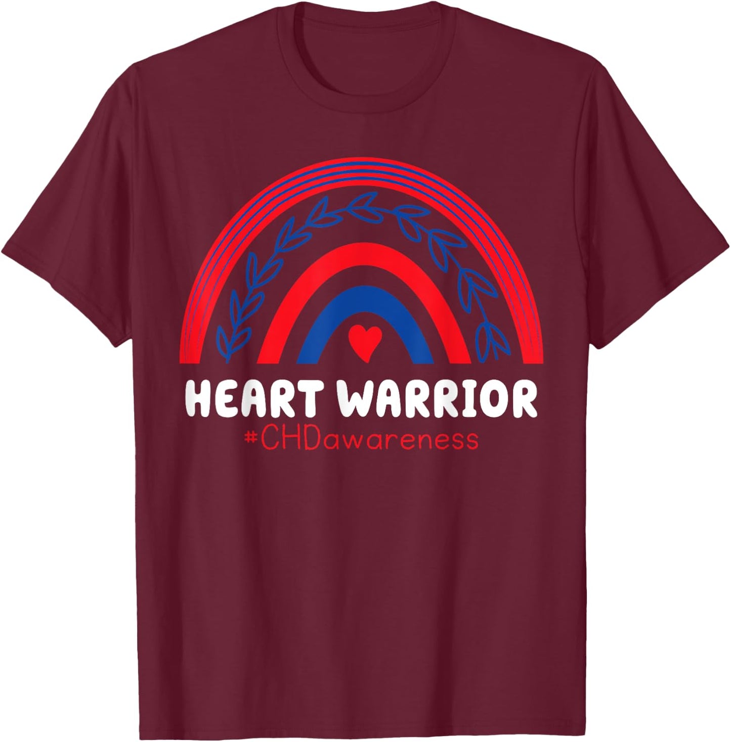 CHD Warrior Red & Blue Rainbow Heart Disease Awareness T-Shirt - T-Shirt | Maroon