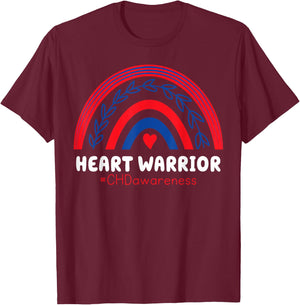 CHD Warrior Red & Blue Rainbow Heart Disease Awareness T-Shirt - T-Shirt | Maroon