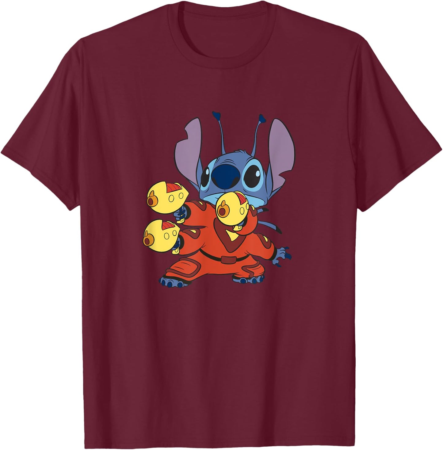 Disney Lilo & Stitch Experiment 626 Ready To Fight Portrait T-Shirt - T-Shirt | Maroon