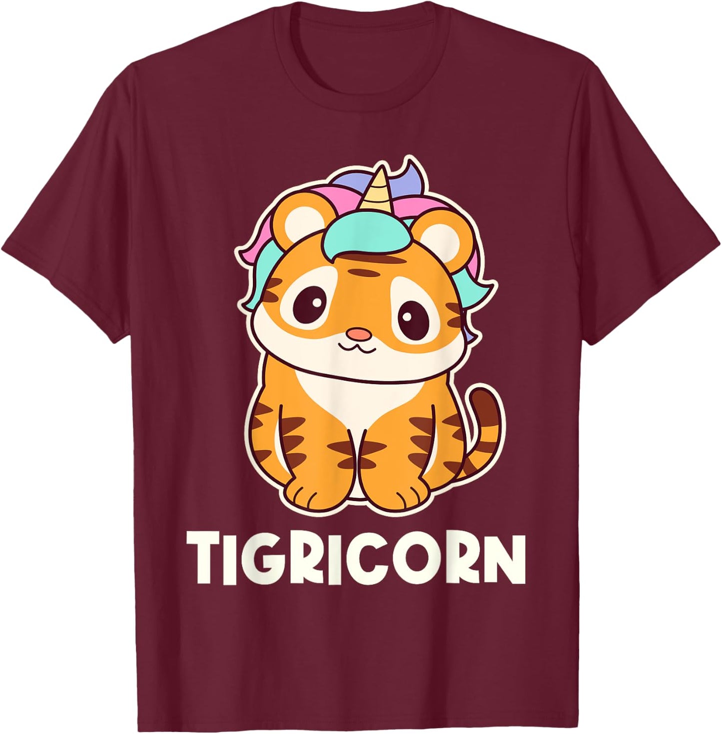 Tigricorn - Cute Unicorn Tiger T-Shirt - T-Shirt | Maroon
