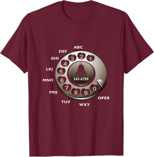 Retro Rotary Dial Phone Easy DIY Halloween Costume T-Shirt - T-Shirt | Maroon