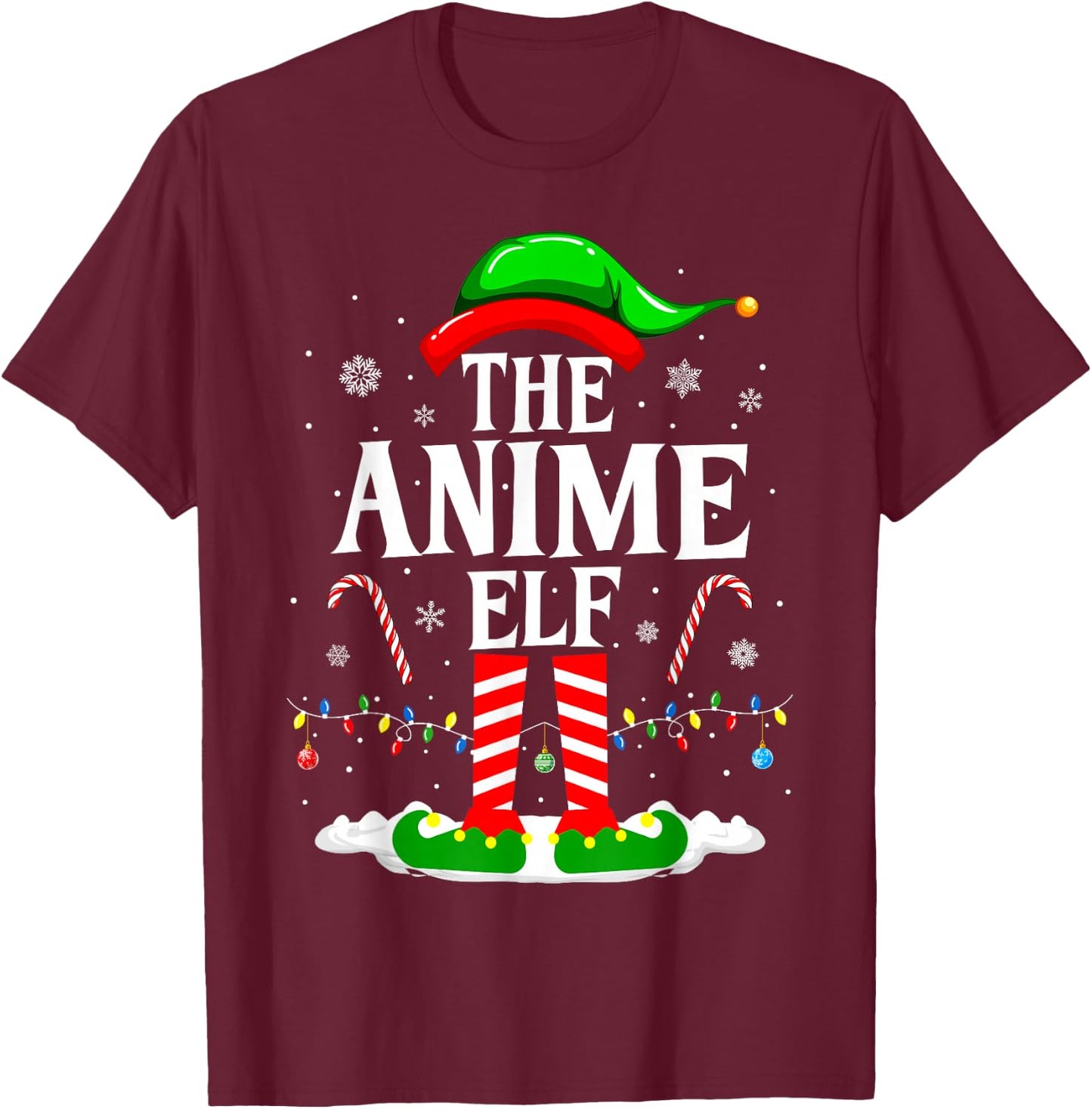The Anime Elf Matching Family Xmas Funny Anime Christmas T-Shirt - T-Shirt | Maroon