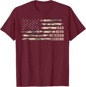 Dad Hero Veteran Legend Camouflage, Veteran Dad Father's Day T-Shirt - T-Shirt | Maroon
