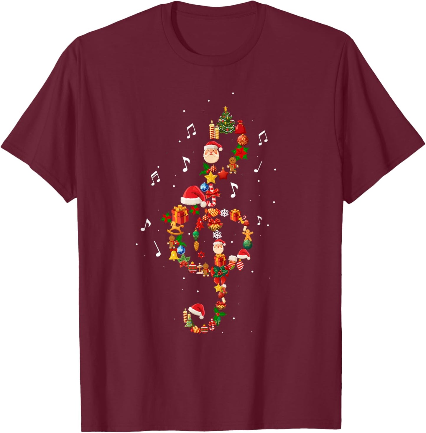 Christmas Musical Note Music Lover Teacher Sing Carols Jesus T-Shirt - T-Shirt | Maroon