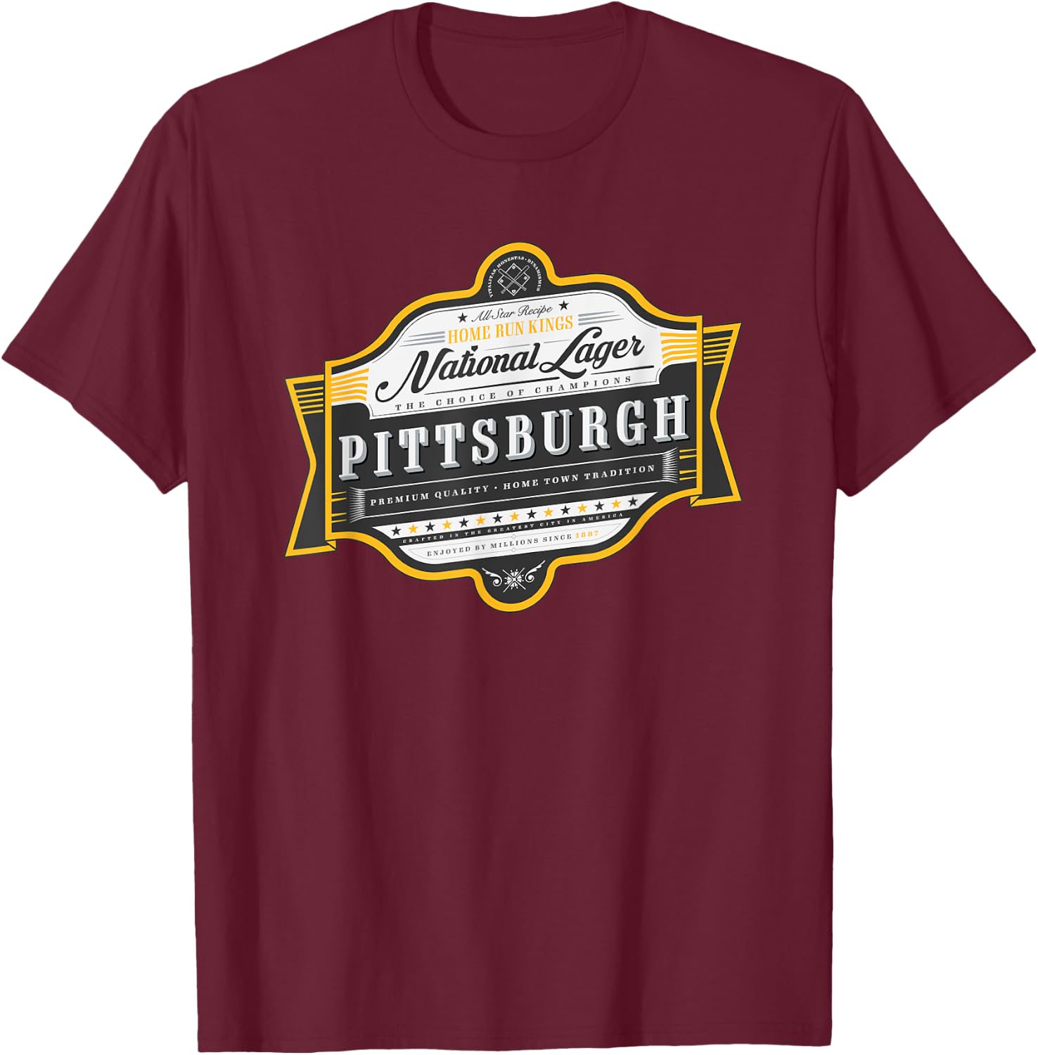 Vintage Pittsburgh Beer Label - Yinzer Pride T-Shirt - T-Shirt | Maroon